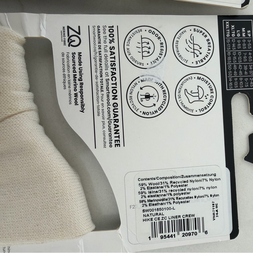 Smartwool Unisex Ski and Hike Liner Socks - NWT - BUNDLE of TWO Pair/ large - Picture 7 of 8